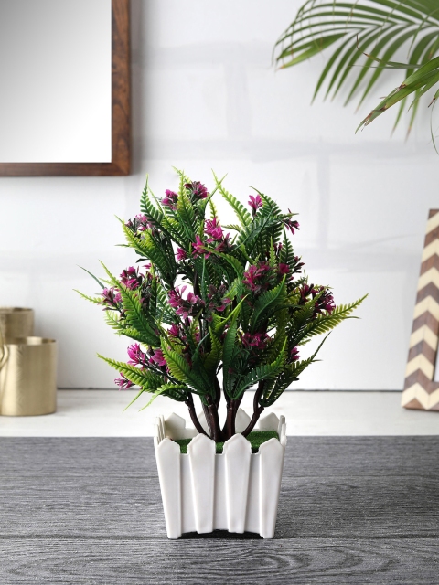 

FOLIYAJ Green & Magenta Artifical Bonsai Tree With Pot