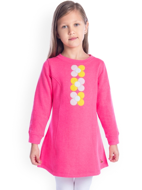 

Cherry Crumble Girls Pink Self Design Top
