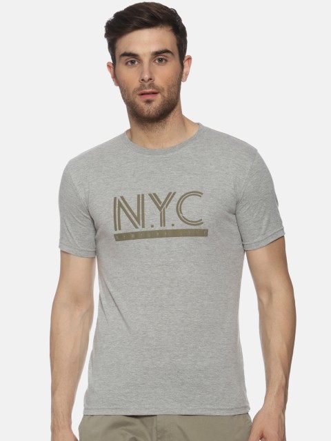 

FIDO DIDO Men Grey Printed Round Neck T-shirt