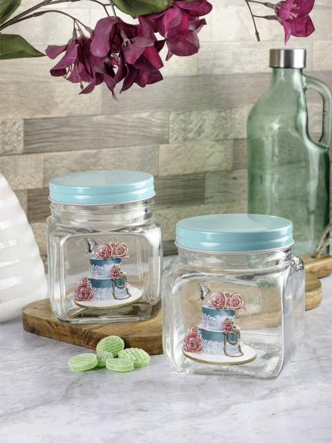 

GOODHOMES Set of 2 Transparent Food Storage Glass Jars