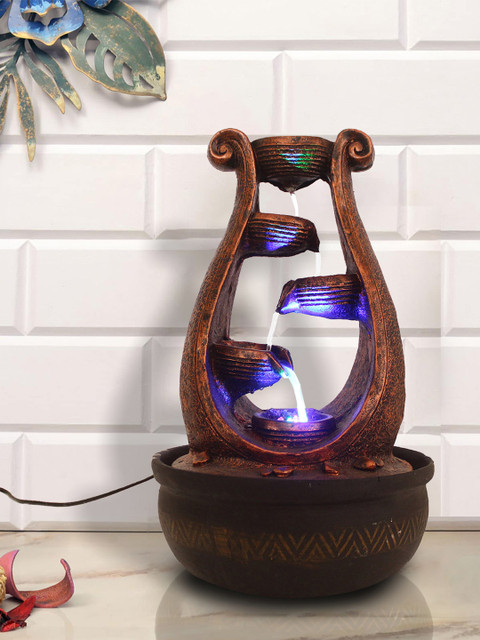 

eCraftIndia Copper-Toned & Brown Polyresin Water Fountain With LED Lights