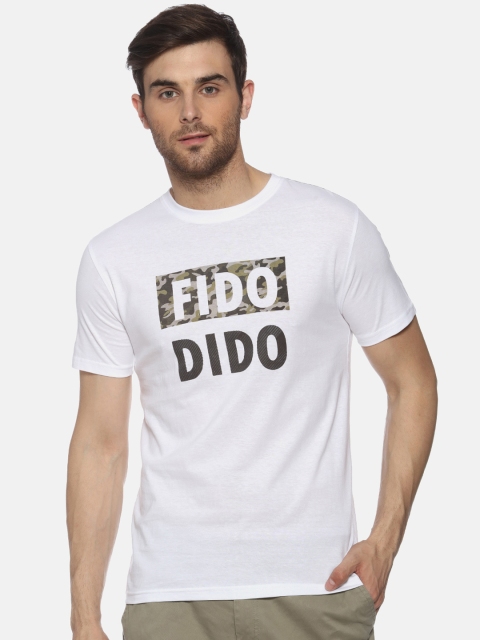 

FIDO DIDO Men White Printed Round Neck T-shirt