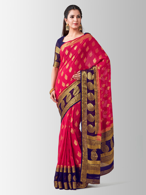 

MIMOSA Pink Poly Chiffon Woven Design Kanjeevaram Saree