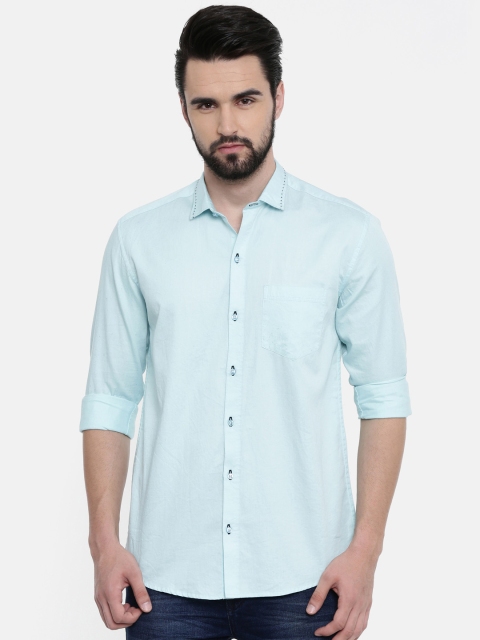 

CINOCCI Men Blue Slim Fit Solid Casual Shirt