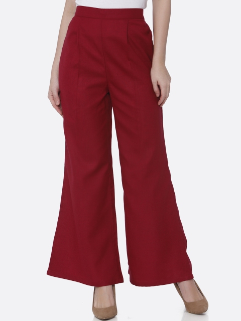 

shiloh Women Maroon Solid Straight Palazzos