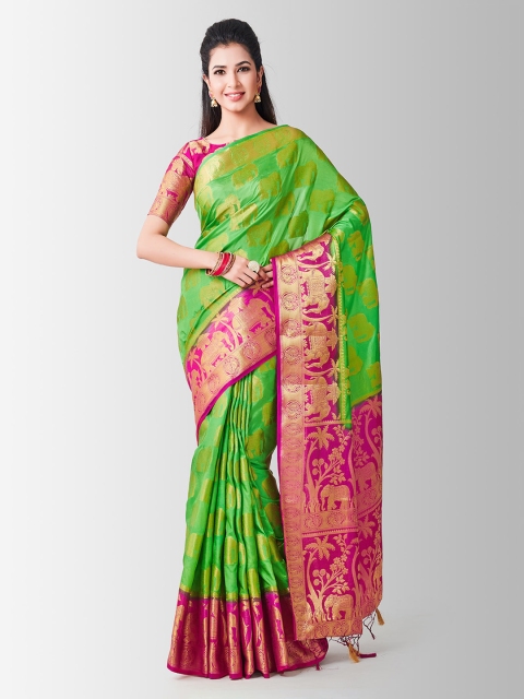 

MIMOSA Green Art Silk Woven Design Kanjeevaram Saree