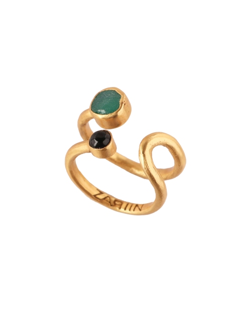 

Zariin Women 22 Karat Gold-Plated, Black & Green Adjustable Ring