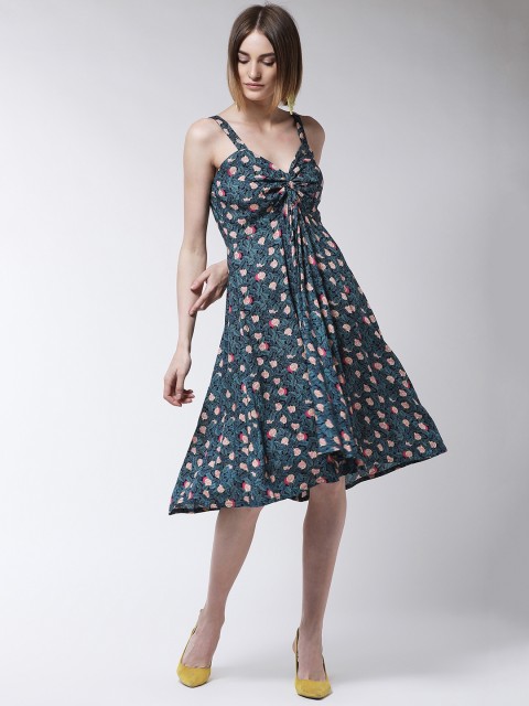 

MAGRE Women Green Printed Empire Dress
