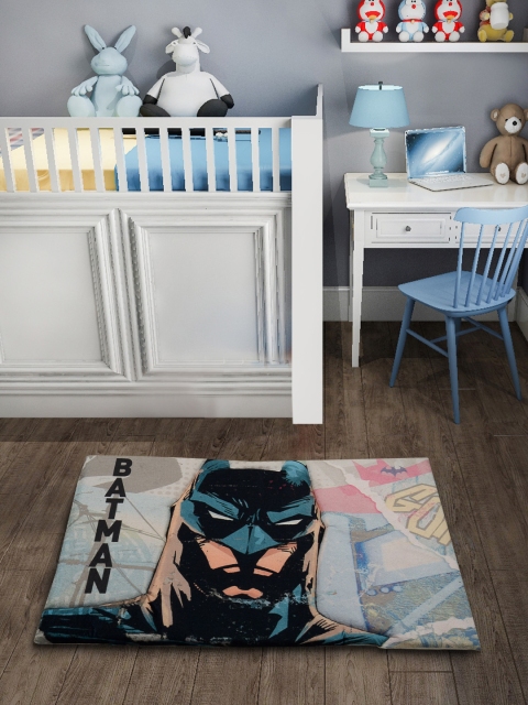 

Saral Home Multicoloured Batman Printed Velvet Anti-Skid Doormat, Multi