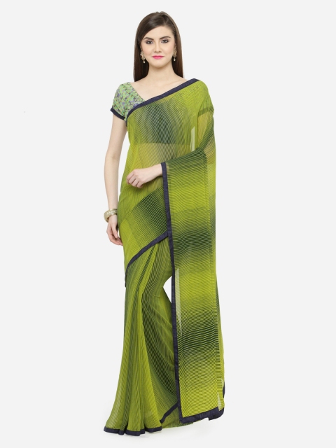 

Shaily Green & Blue Pure Georgette Striped Saree