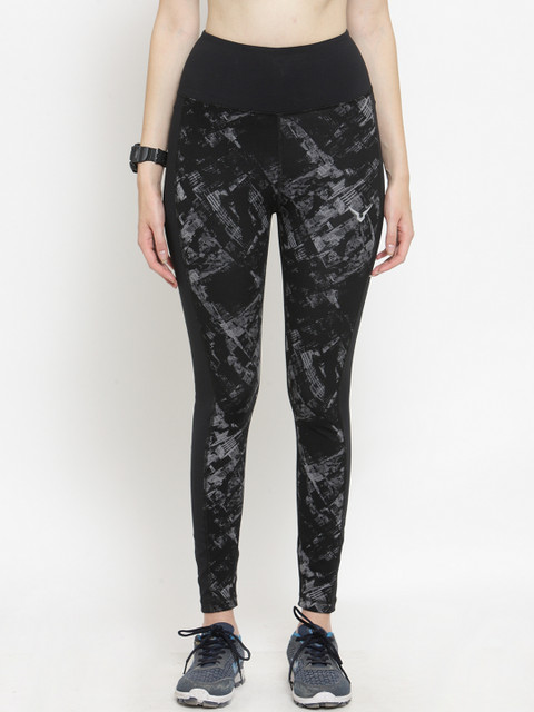 

Invincible Women Black Printed Ankle-Length Athleisure Leggings