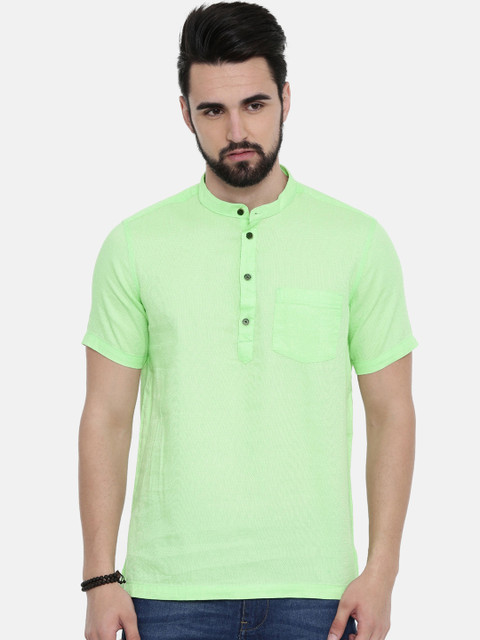 

IMYOUNG Men Lime Green Slim Fit Solid Casual Shirt