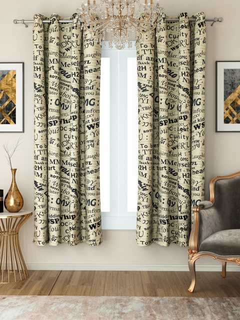 

SWAYAM Cream-Coloured Set of 2 Cream-Coloured Printed Window Curtains
