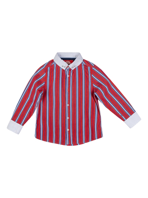 

One Friday Boys Red & White Regular Fit Striped Casual Shirt