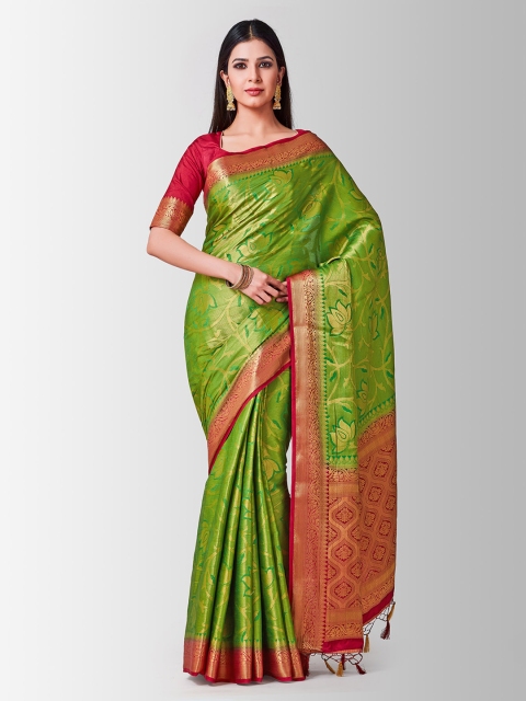 

MIMOSA Green & Pink Art Silk Woven Design Kanjeevaram Saree