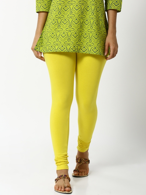 

De Moza Women Yellow Solid Churidar Leggings