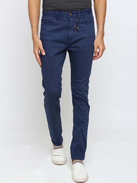 

Breakbounce Men Navy Blue Skinny Fit Solid Regular Trousers