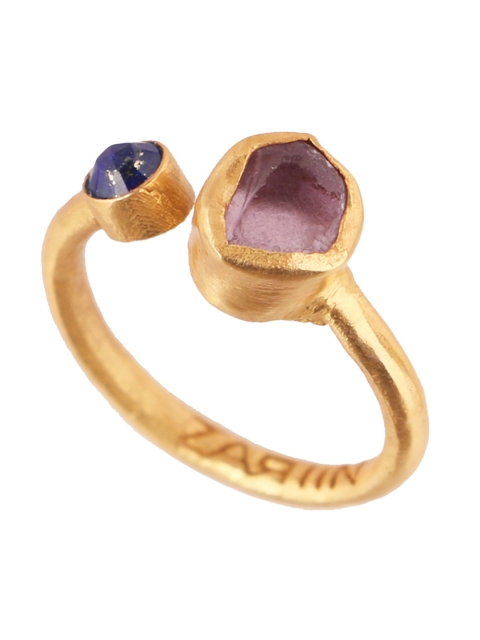 

Zariin Women 22 Karat Gold-Plated, Blue & Purple Adjustable Ring