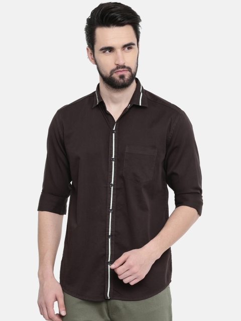 

CINOCCI Men Brown Slim Fit Solid Casual Shirt