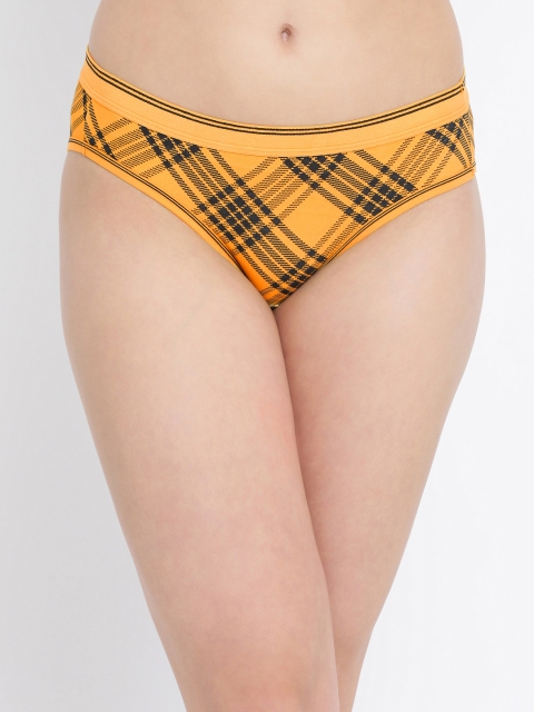 

Clovia Women Mustard Yellow & Black Checked Low Rise Bikini Briefs PN3241P02XL