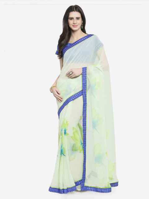 

Shaily Green & Blue Pure Georgette Printed Saree