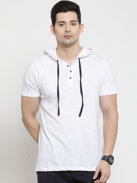

Kalt Men White Solid Hood T-shirt