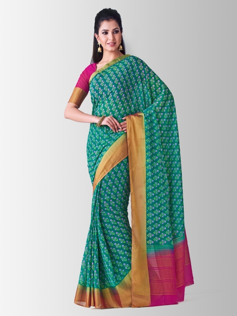 

MIMOSA Teal Poly Chiffon Woven Design Banarasi Saree