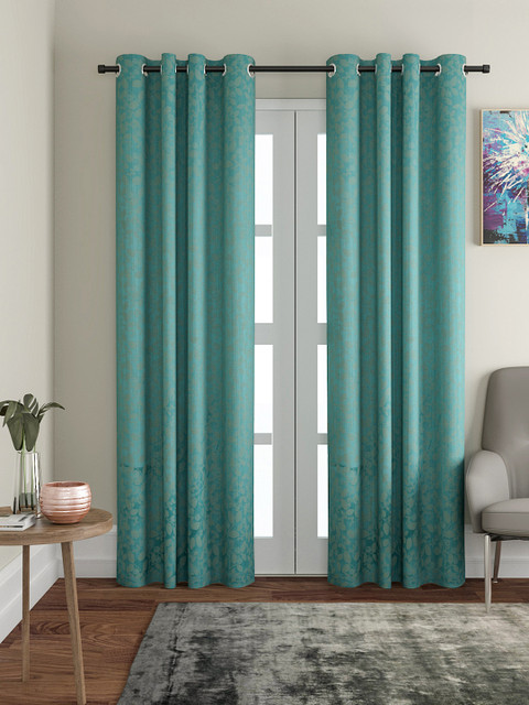 

VRINDA Blue Set of 2 Long Door Curtains