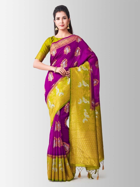 

MIMOSA Purple Art Silk Woven Design Kanjeevaram Saree