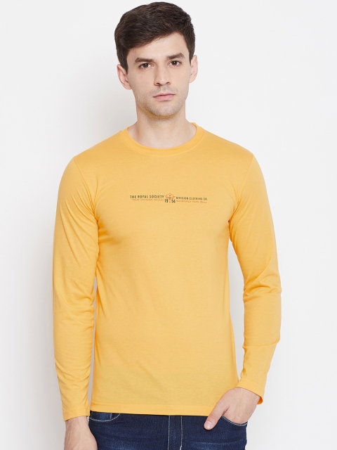 

Okane Men Yellow Printed Round Neck T-shirt