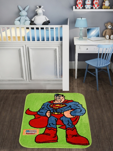 

Saral Home Kids Multicoloured Superman Printed Microfibre Anti-Skid Bath Rug, Multi