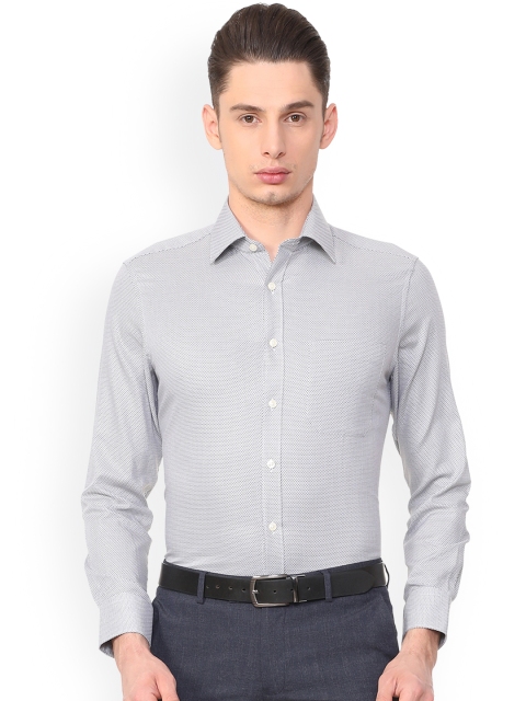

Louis Philippe Men Grey Regular Fit Printed Formal Shirt