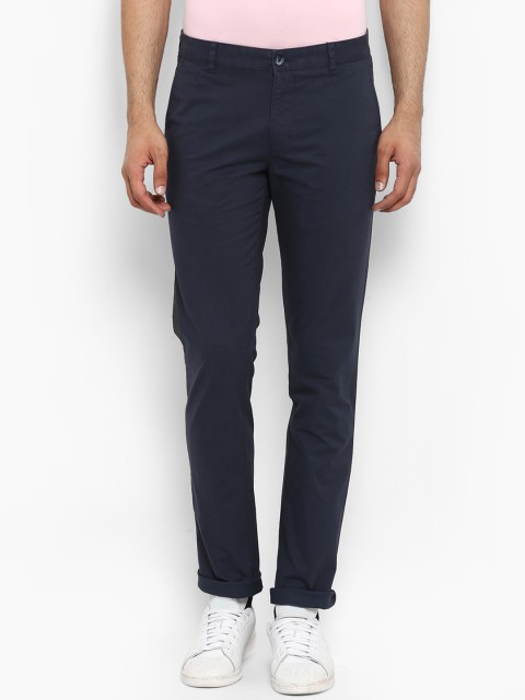 

Parx Men Navy Blue Tapered Fit Solid Regular Trousers