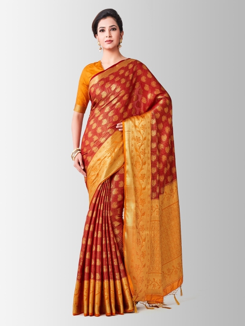 

MIMOSA Red Art Silk Woven Design Kanjeevaram Saree