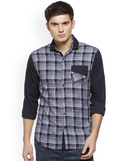

Campus Sutra Men Blue Standard Regular Fit Checked Casual Shirt
