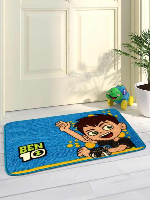 

Saral Home Turquoise Blue Printed Jute-Cotton Anti-Skid Doormat