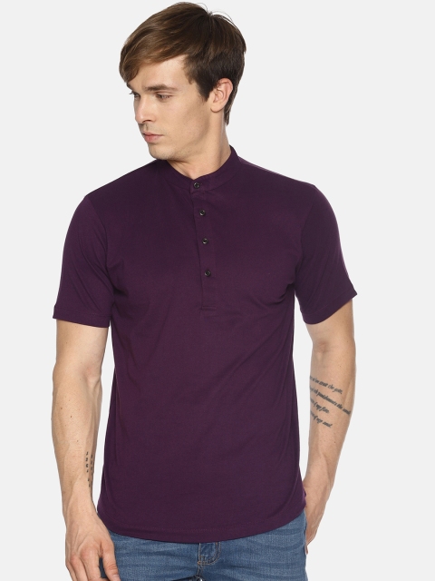 

IMPACKT Men Purple Solid Henley Neck T-shirt