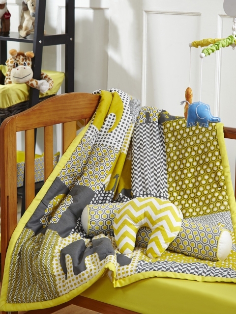 MASPAR Red Printed Polycotton 100GSM Kids Quilt Set, Yellow
