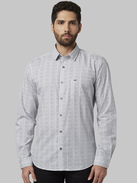 

Park Avenue Men White Slim Fit Printed Casual Shirt