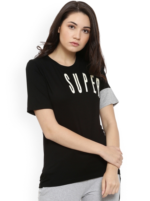 

Campus Sutra Women Black Printed Round Neck T-shirt