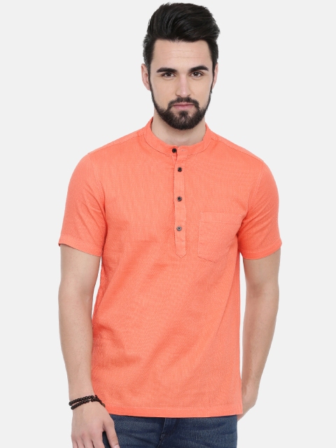 

IMYOUNG Men Peach-Coloured Slim Fit Solid Casual Shirt