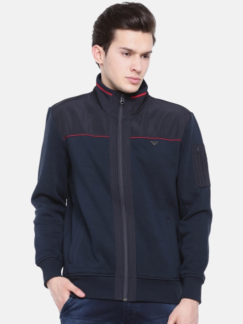 

t-base Men Navy Blue Solid Sweatshirt