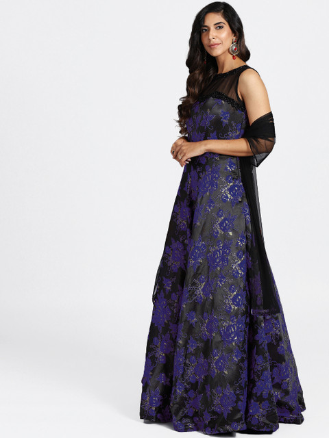 

Chhabra 555 Women Black Printed Maxi Dress