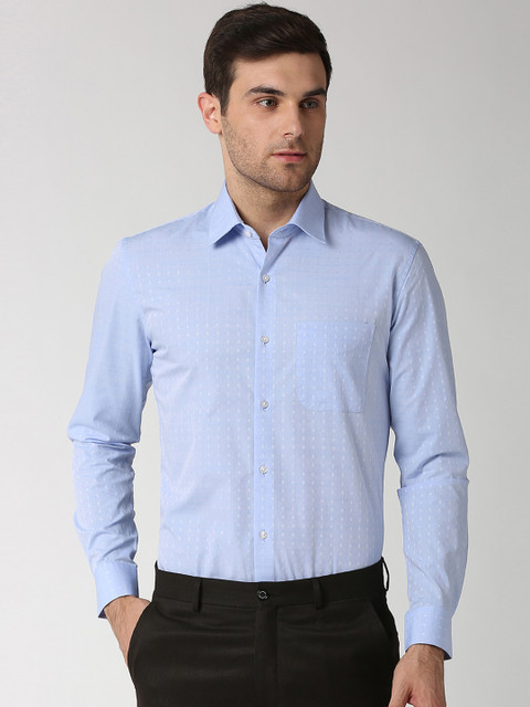 

Peter England Elite Men Blue Slim Fit Self Design Formal Shirt