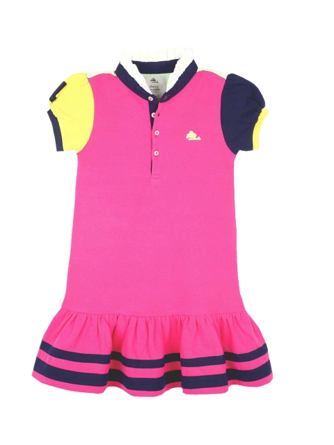 

Cherry Crumble Girls Pink Colourblocked T-shirt Dress