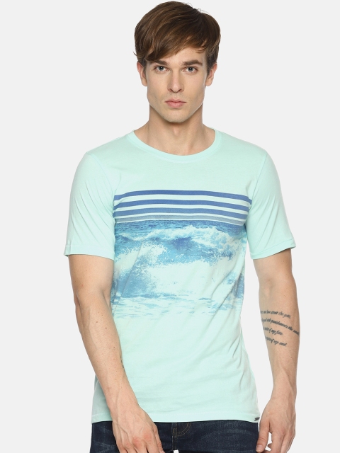 

IMPACKT Men Blue Printed Round Neck T-shirt