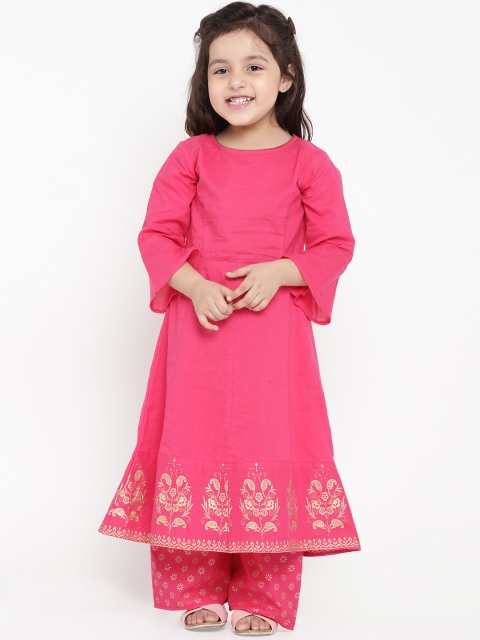 

Bitiya by Bhama Girls Pink Printed Kurta with Palazzos