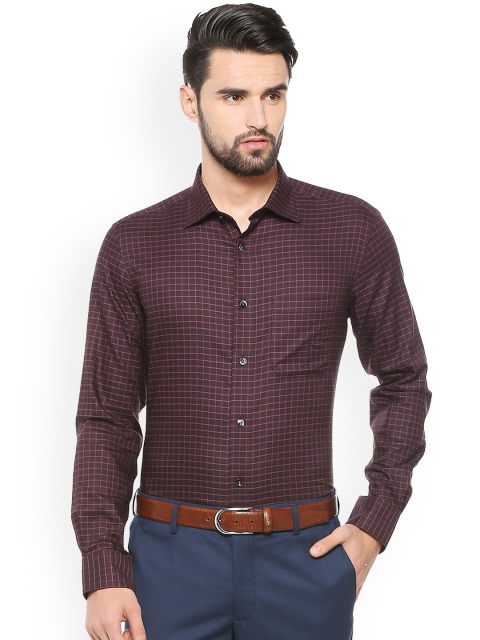 

Louis Philippe Men Burgundy Regular Fit Checked Formal Shirt