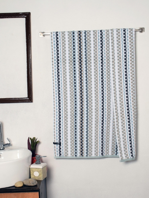 

Avira Home Unisex Blue & Grey Checked 600 GSM Cotton Bath Towel