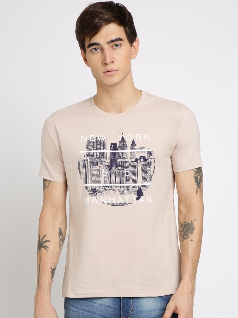 

Crocodile Men Nude-Coloured Printed Round Neck T-shirt